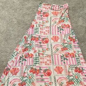 Pink and Green Strapless Sundress Resort Wear